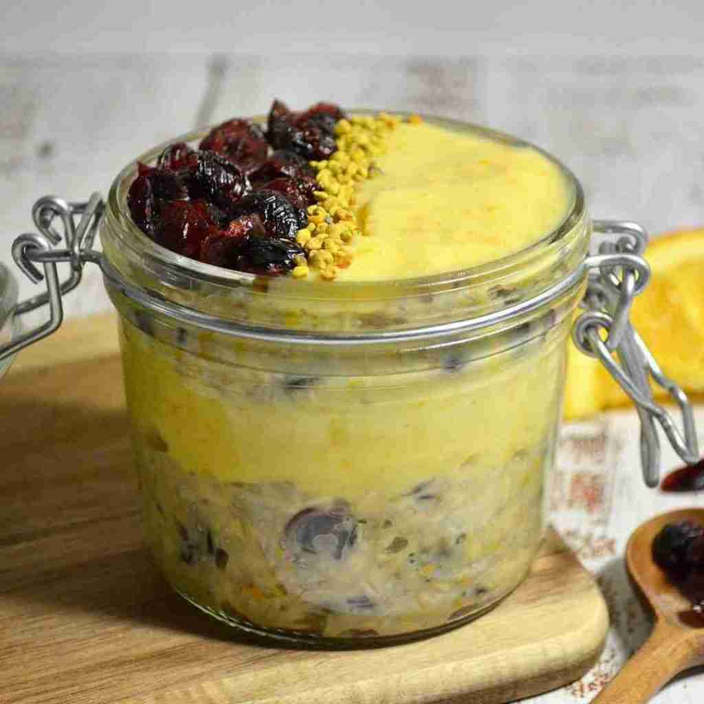 Cranberry, orange curd, layered overnight oats Recipe to follow – Did